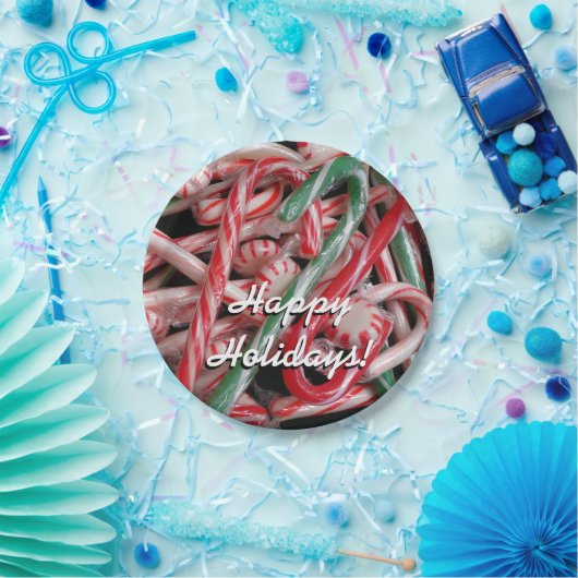 Kandijbonen en peppermints-kerstfeestdag papieren bordje (Feest)