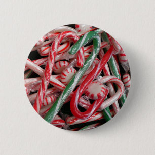 Kandijbonen en peppermints-kerstfeestdag ronde button 5,7 cm