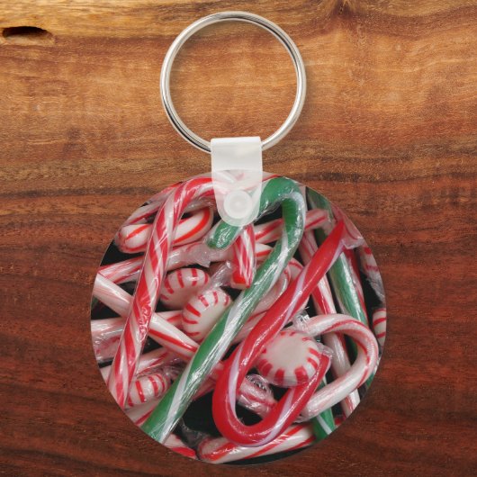 Kandijbonen en peppermints-kerstfeestdag sleutelhanger (Voorkant)