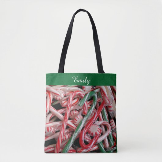 Kandijbonen en peppermints-kerstfeestdag tote bag (Voorkant)