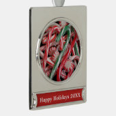 Kandijbonen en peppermints-kerstfeestdag verzilverd banner ornament (Rechts)