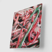 Kandijbonen en peppermints-kerstfeestdag vierkante klok (Hoek)