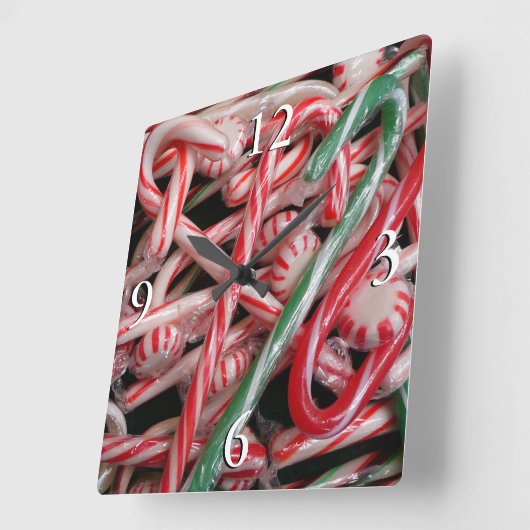 Kandijbonen en peppermints-kerstfeestdag vierkante klok (Hoek)
