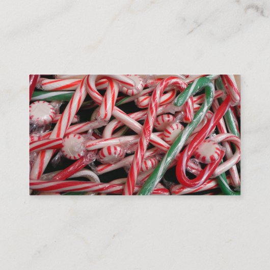 Kandijbonen en peppermints-kerstfeestdag visitekaartje (Achterkant)