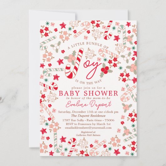 Kandijriet Bloem Kerst Baby Shower Kaart (Voorkant)