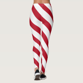 Kandijriet brede streep rode kerst leggings
