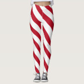 Kandijriet brede streep rode kerst leggings (Voorkant)