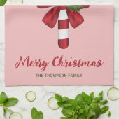 Kandijriet met boog en kerstmis theedoek (Gevouwen)