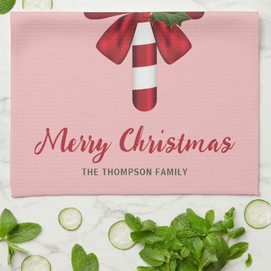 Kandijriet met boog en kerstmis theedoek (Gevouwen)