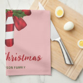 Kandijriet met boog en kerstmis theedoek (Quarter Fold)