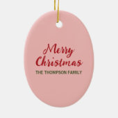 Kandijriet met een zwoerd en kersthals op roze keramisch ornament (Achterkant)