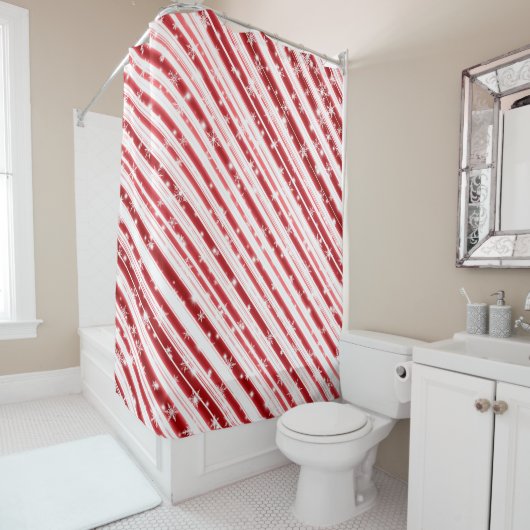 Kandijriet met sterren en Snowflakes Douchegordijn (In situ)