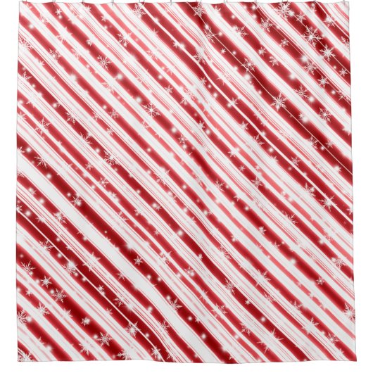 Kandijriet met sterren en Snowflakes Douchegordijn (Voorkant)