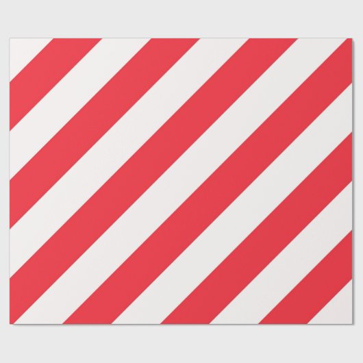 Kandijriet rode en witte diagonale strepen cadeaupapier (Vlak)
