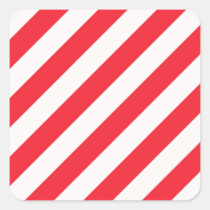 Kandijriet rode en witte diagonale strepen vierkante sticker