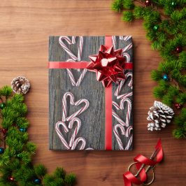 Kandijrietharten op schuurhout cadeaupapier