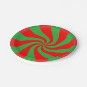 Kandijrietpatroon rood en groen papieren bordje (Gekanteld)