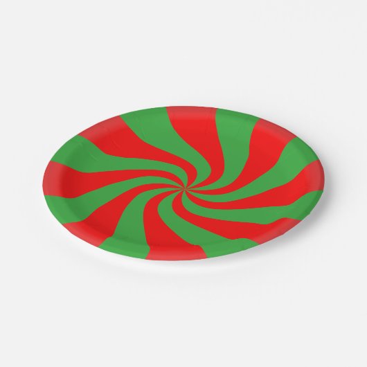 Kandijrietpatroon rood en groen papieren bordje (Gekanteld)