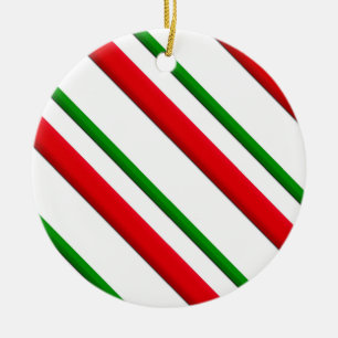 Kandijrietstrepen - rood en groen keramisch ornament