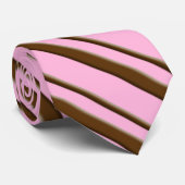 Kandijrietstrepen, roze en chocoladebruin stropdas (Opgerold)