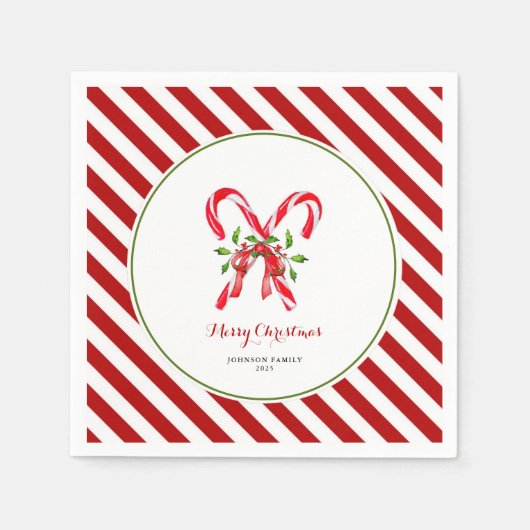 Kandijsnoeren met rode en witte rand kerstmis servet (Voorkant)