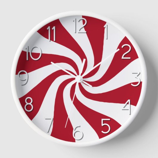 Kandijspepermuntwerveling Rood en Wit Klok (Voorkant)