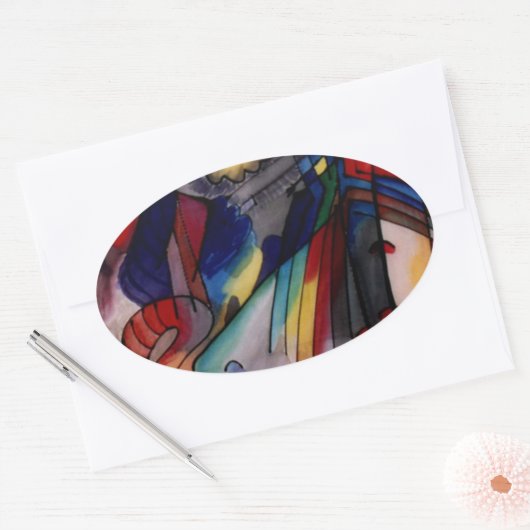 Kandinsky 1913 Abstract schilderen Ovale Sticker (Envelop)