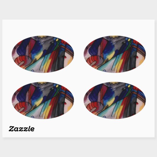 Kandinsky 1913 Abstract schilderen Ovale Sticker (Vel)