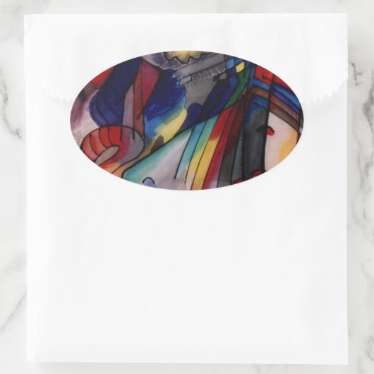 Kandinsky 1913 Abstract schilderen Ovale Sticker (Tas)