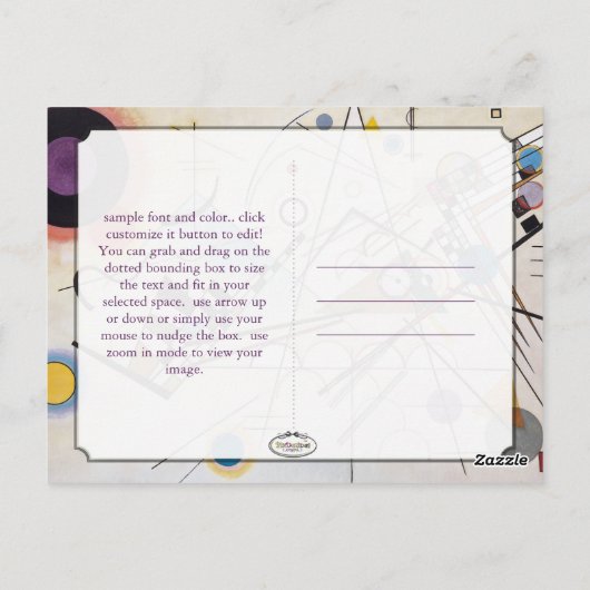 Kandinsky 1923/compositie viii/pixdezines briefkaart (Achterkant)