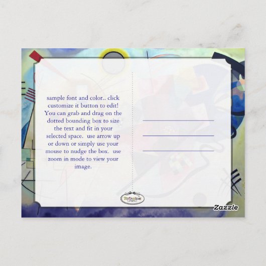 Kandinsky 1925/yellow/red/blue/pixdezines briefkaart (Achterkant)