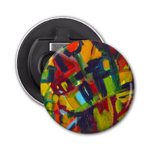 Kandinsky '304' Colorful Abstract schilderen Button Flesopener