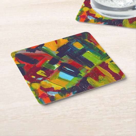 Kandinsky '304' Colorful Abstract schilderen Kartonnen Onderzetters (Schuin)