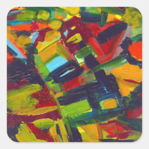 Kandinsky '304' Colorful Abstract schilderen Vierkante Sticker