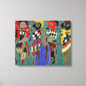 Kandinsky - 4 cijfers op 3 vierkantjes, canvas afdruk (Voorkant)