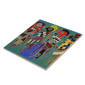 Kandinsky - 4 cijfers op 3 vierkantjes tegeltje (Zijkant)