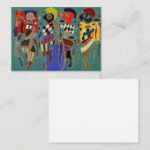 Kandinsky - 4 figuren op 3 vierkanten notitiekaartje (Voorkant / Achterkant)
