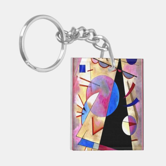 Kandinsky - Abstract Cubisme met Pinks en Blues Sleutelhanger (Voorkant Links)