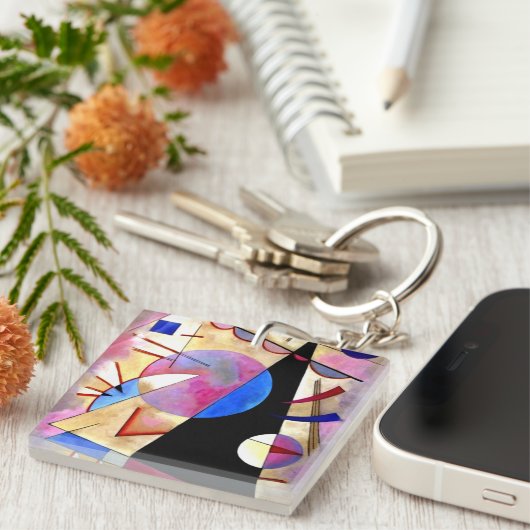 Kandinsky - Abstract Cubisme met Pinks en Blues Sleutelhanger (Voorkant Rechts)