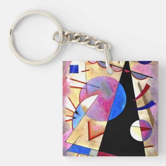Kandinsky - Abstract Cubisme met Pinks en Blues Sleutelhanger (Voorkant)