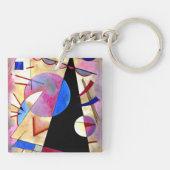 Kandinsky - Abstract Cubisme met Pinks en Blues Sleutelhanger (Achterkant)