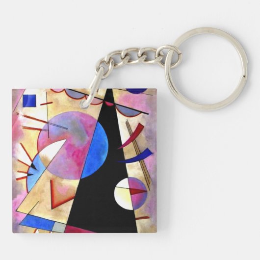 Kandinsky - Abstract Cubisme met Pinks en Blues Sleutelhanger (Achterkant)