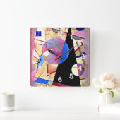 Kandinsky - Abstract Cubisme met Pinks en Blues Vierkante Klok (Huis)