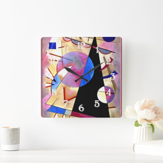 Kandinsky - Abstract Cubisme met Pinks en Blues Vierkante Klok (Huis)