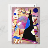 Kandinsky - Abstract Kubisme met Roze en Blauw Briefkaart (Voorkant / Achterkant)