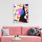 Kandinsky - Abstract Kubisme met Roze en Blauw Canvas Afdruk (Insitu (Woonkamer))