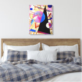 Kandinsky - Abstract Kubisme met Roze en Blauw Canvas Afdruk (Insitu (Slaapkamer))