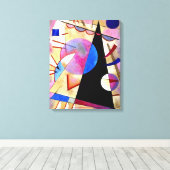 Kandinsky - Abstract Kubisme met Roze en Blauw Canvas Afdruk (Insitu (Houten vloer))