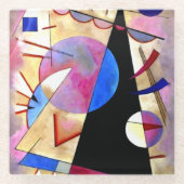 Kandinsky - Abstract Kubisme met Roze en Blauw Glazen Onderzetter (Voorkant)