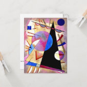 Kandinsky - Abstract Kubisme met Roze en Blauw Kaart (Voorkant / Achterkant in situ)